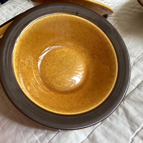 SET OF 6 HOMER LAUGHLIN DECO-STONE HEARTHSIDE RIMMED SOUP/CEREAL BOWLS - Picture 11 of 12